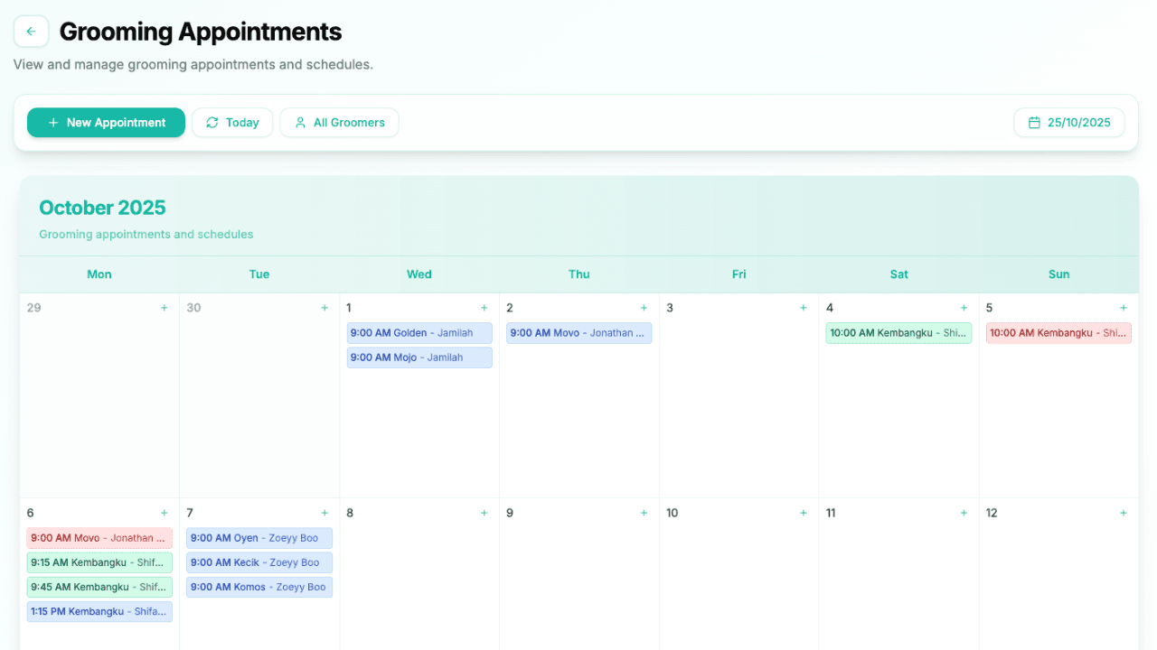 GoPet AI Grooming Calendar