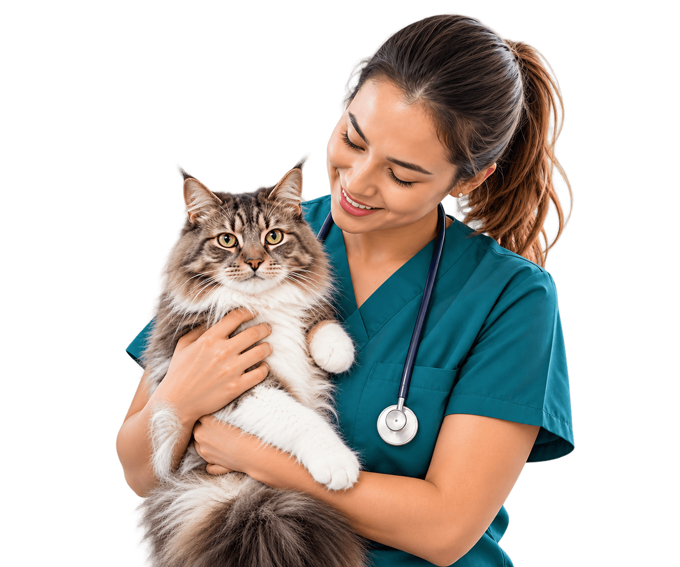Veterinary professional holding a cat